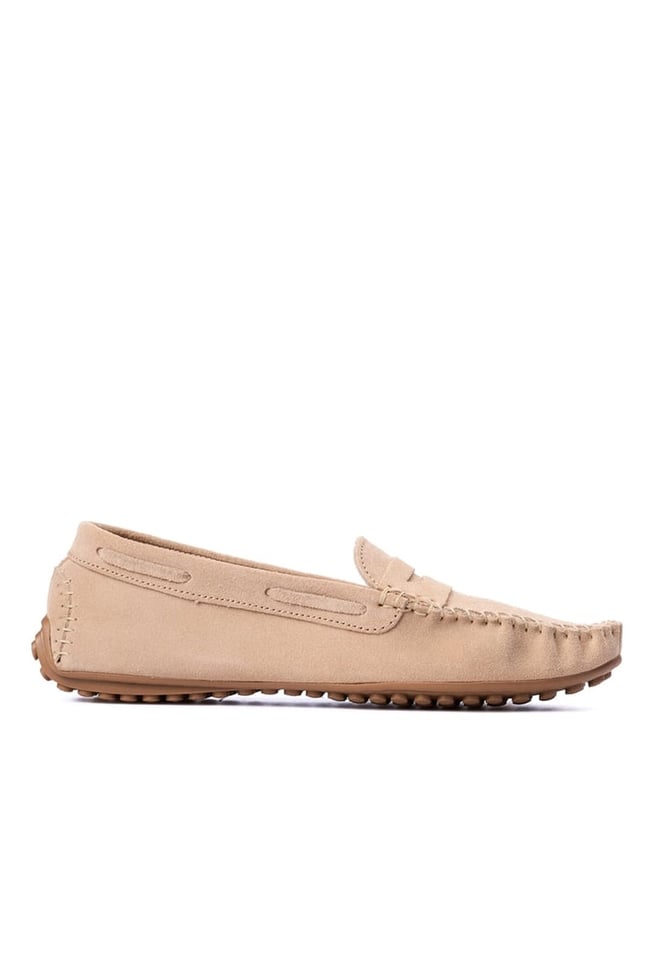 Oflaz 1329Y 101 Bej Bayan Derı Loafer Ayakkabı