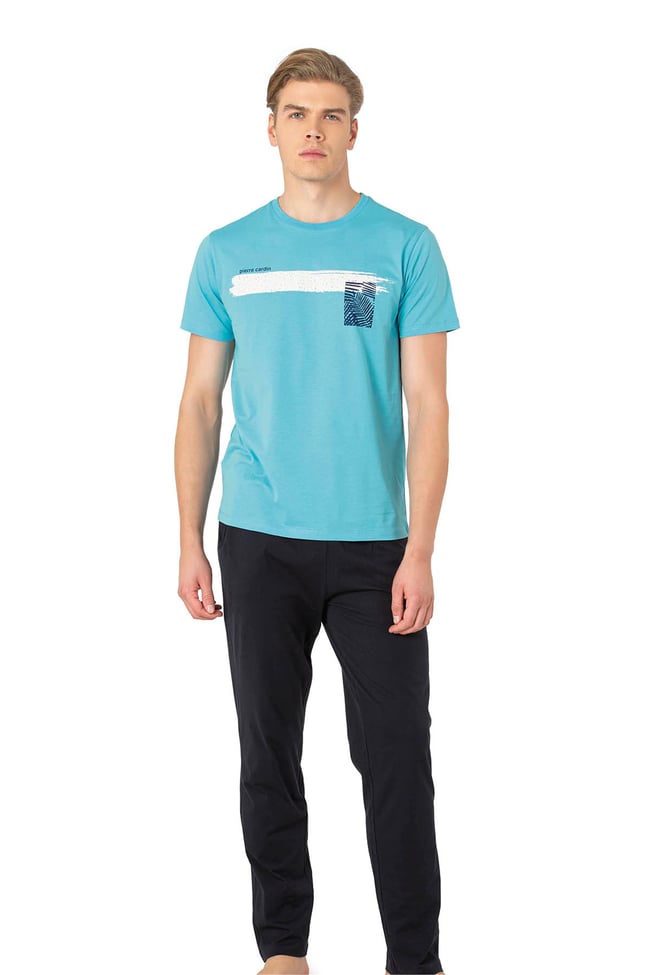 Pierre Cardin Y25 6077 Mavi Erkek Penye Pijama Takımı
