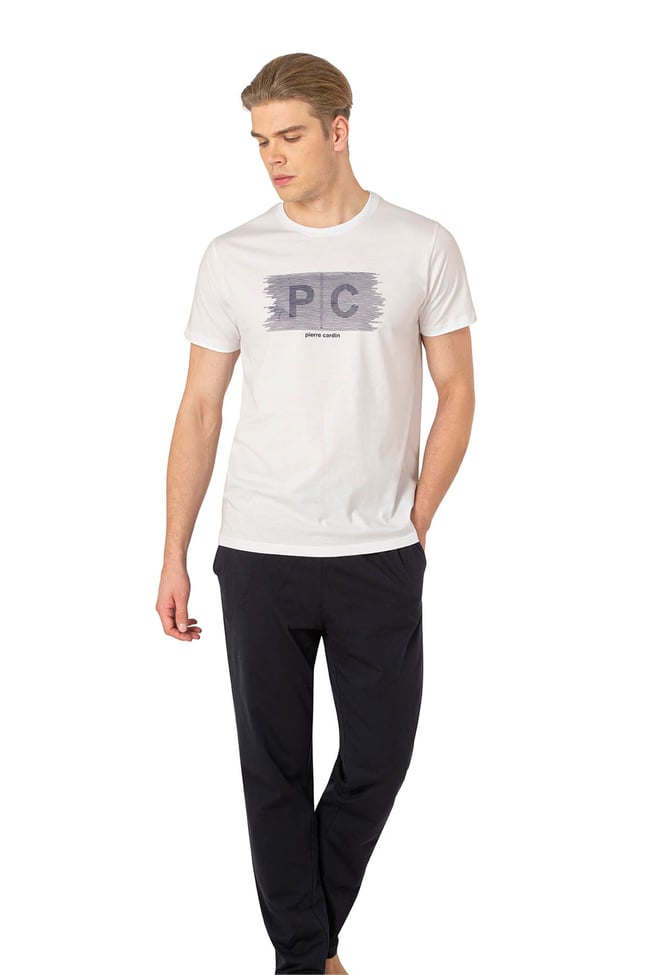Pierre Cardin Y25 6084 Beyaz Erkek Penye Pijama Takımı