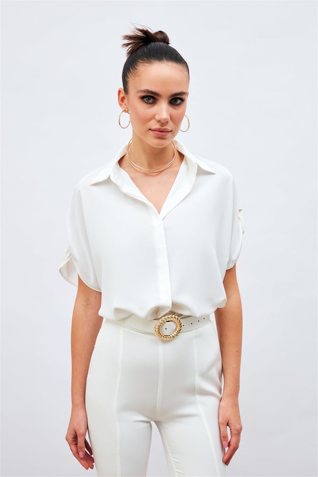 Sateen Y26 1100-2032 Kısa Kol Gömlek Ekru