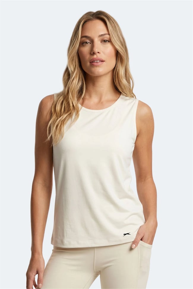 Slazenger Kunde Ekru Kadın Kolsuz T-Shırt