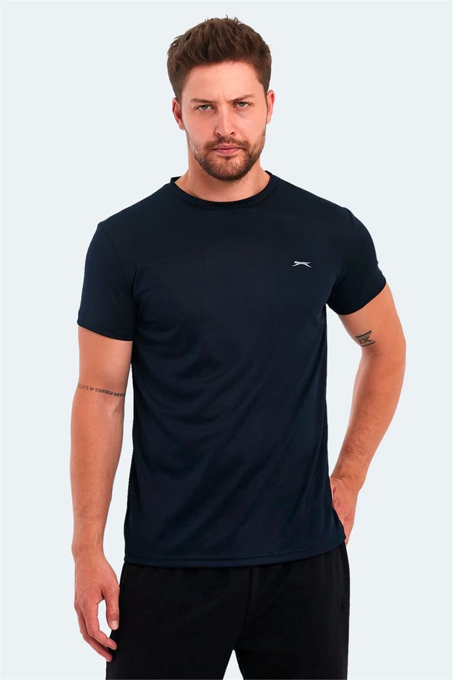 Slazenger Omar Ktn. Lacıvert Erkek Bısıklet Yaka T-Shırt