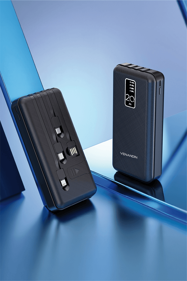 VENANDİN PWB20C1 20.000 Mah Powerbank Entegre Kablolu Dijital Göstergeli Taşınabilir Şarj Cihazı