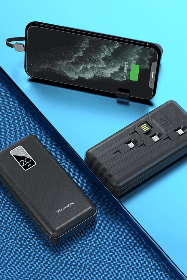 VENANDİN PWB20C1 20.000 Mah Powerbank Entegre Kablolu Dijital Göstergeli Taşınabilir Şarj Cihazı