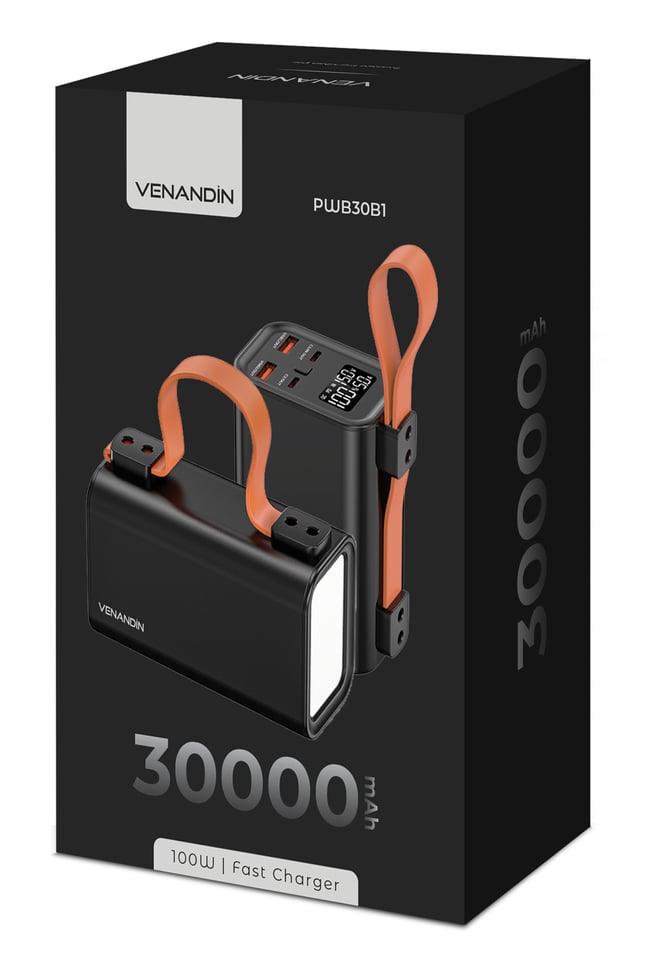 VENANDİN PWB30B1 100W PD Powerbank Laptop Uyumlu 22.5W Hızlı Şarjlı Taşınabilir Şarj Cihazı