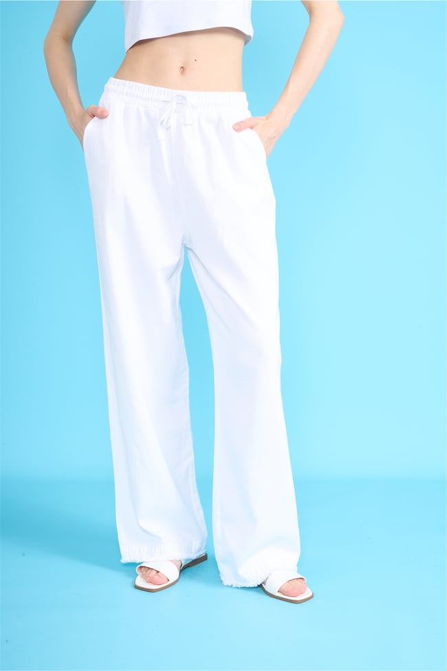Volumex Y26 Z-233 Ekru Kadın Bol Gabardin Pantolon