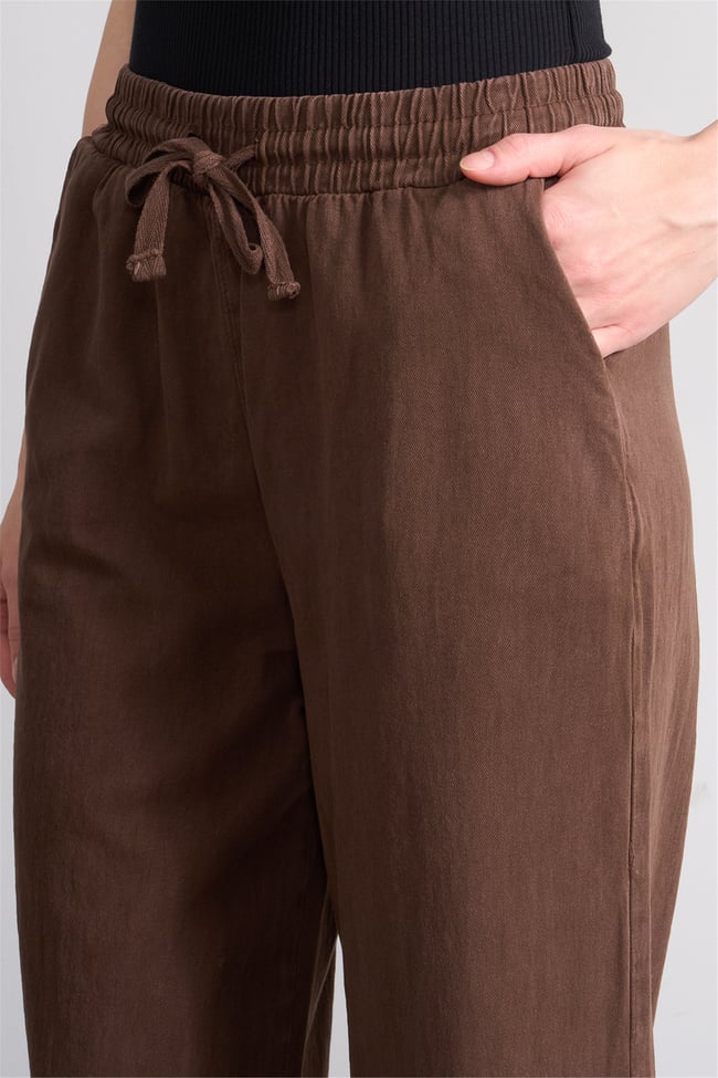 Volumex Y26 Z-233 Kahverengi Kadın Bol Gabardin Pantolon