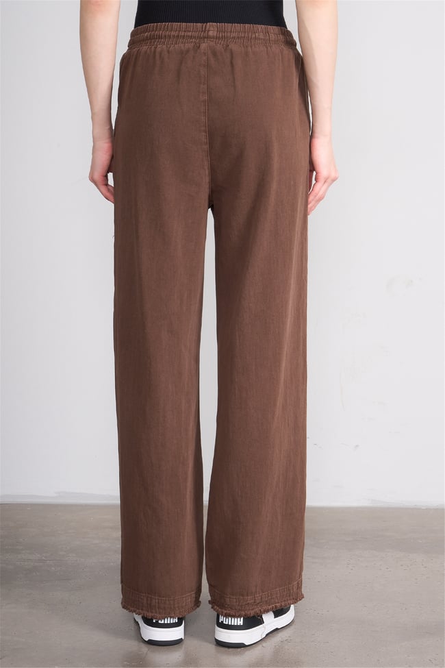 Volumex Y26 Z-233 Kahverengi Kadın Bol Gabardin Pantolon