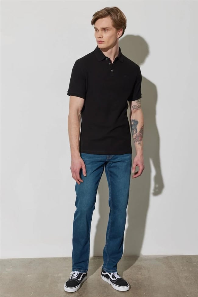 Wrangler W231325001 Black Erkek Polo Yaka T-Shirt