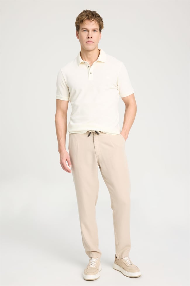 Wrangler W231325104 Ecru Erkek Polo Yaka T-Shirt