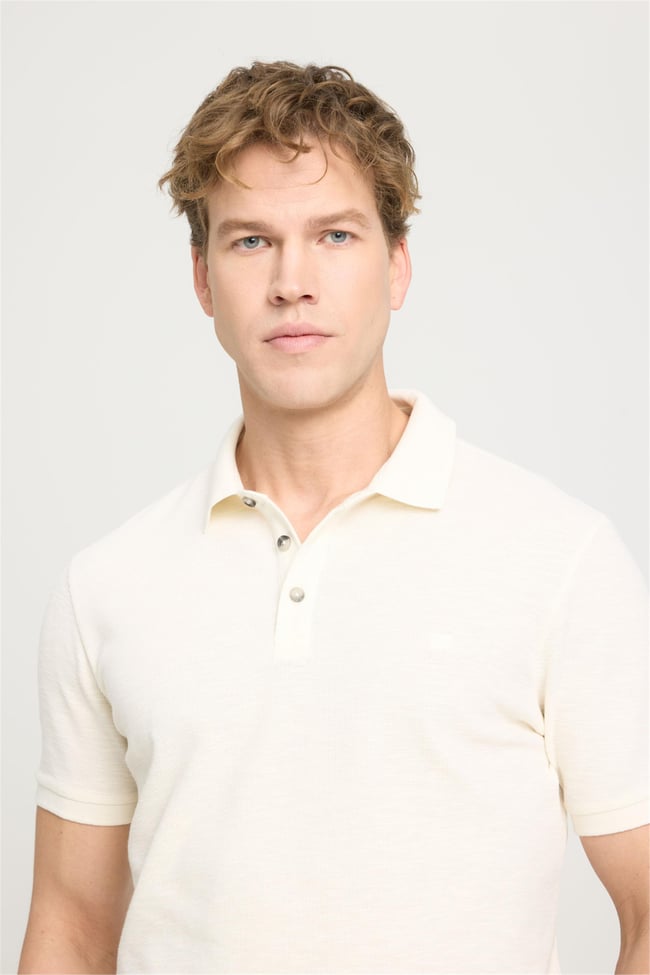 Wrangler W231325104 Ecru Erkek Polo Yaka T-Shirt
