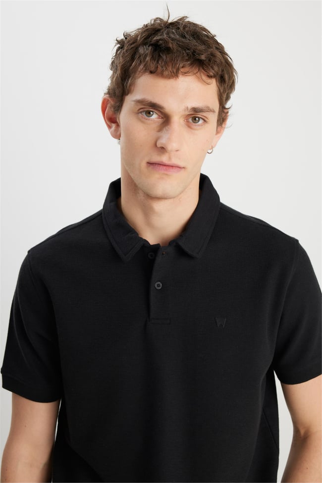 Wrangler W2510720 001 Black Erkek Regular Polo T-Shırt