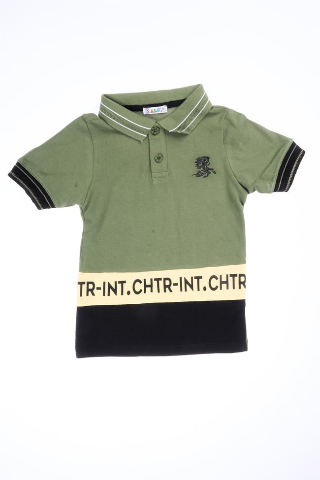 Alg 224153 Erkek Çocuk Hawaı Nakıslı Polo Yaka T-Shirt