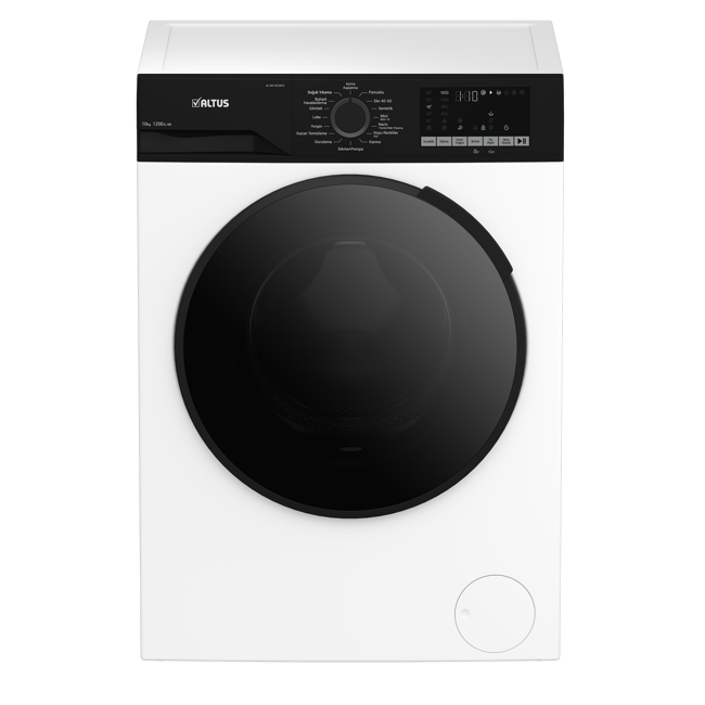 ALTUS AL CM 101254 D Çamaşır Makinesi (10 kg - 1200 Devir - Inverter Motor - Beyaz Pano/Siyah Kapak/Door Cover)