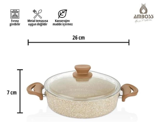 Amboss Fla-0984 Flare 3 Parça Granit Ezme Tencere & Tava Seti - Cappucıno
