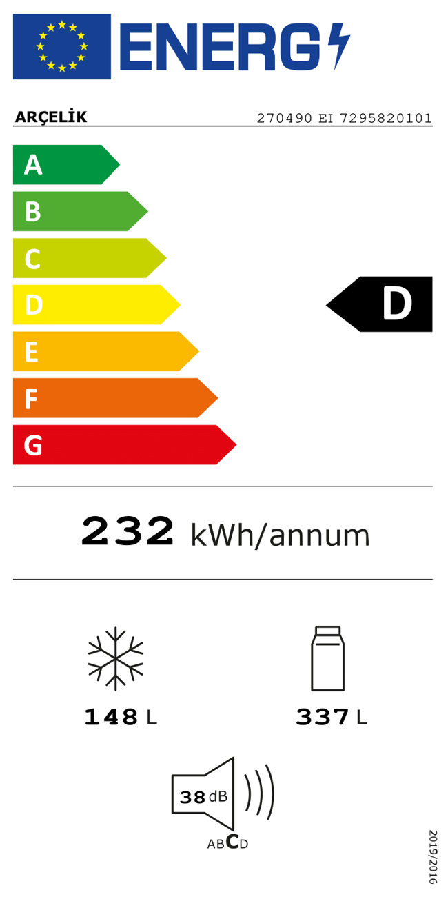 Arçelik 270490 EI Alttan Donduruculu Buzdolabı