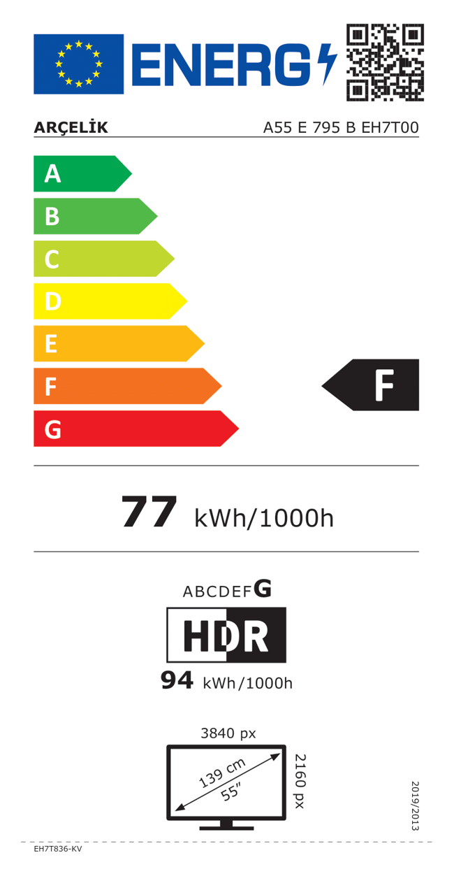 Arçelik 7 serisi 55" 4K UHD Google TV - A55 E 795 B Google TV