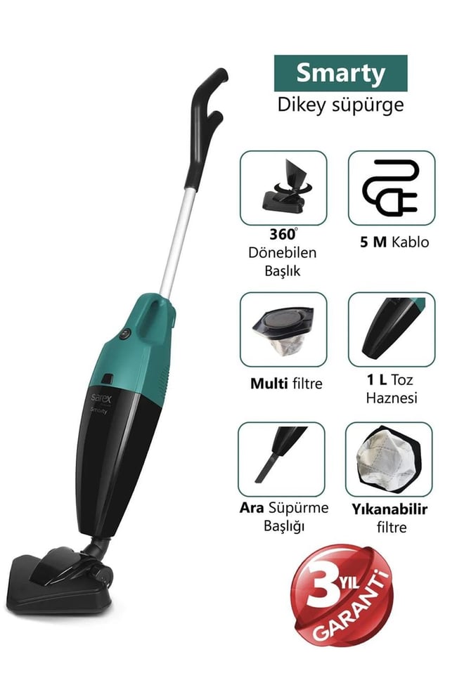 Sarex SR-5010 Smarty Dikey Elektrikli Süpürge Yeşil