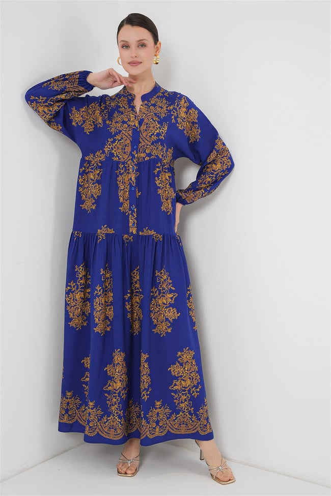 Bıgdart 2423 Saks Gold  Tesettür Elbise