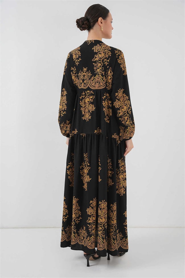 Bıgdart 2423 Sıyah Gold Tesettur Elbıse