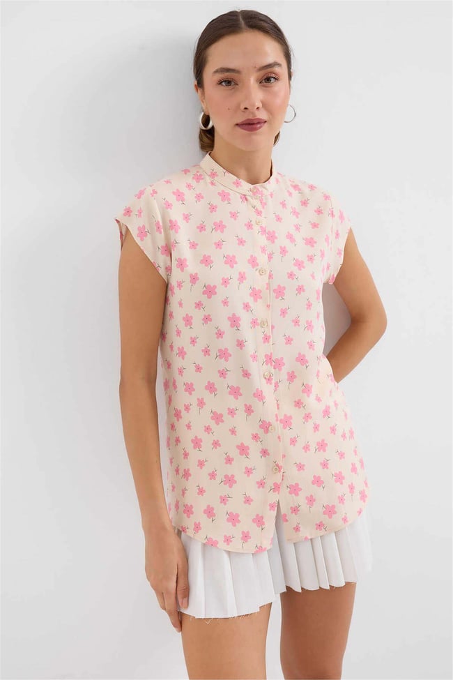 Bıgdart Y25 3711 Pembe Kadın Yarım Kol Gomlek
