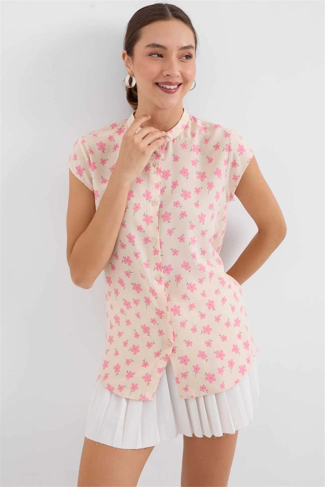 Bıgdart Y25 3711 Pembe Kadın Yarım Kol Gomlek