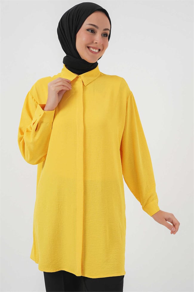 Bıgdart Y25 5945 Sarı Uzun Gömlek Tunik