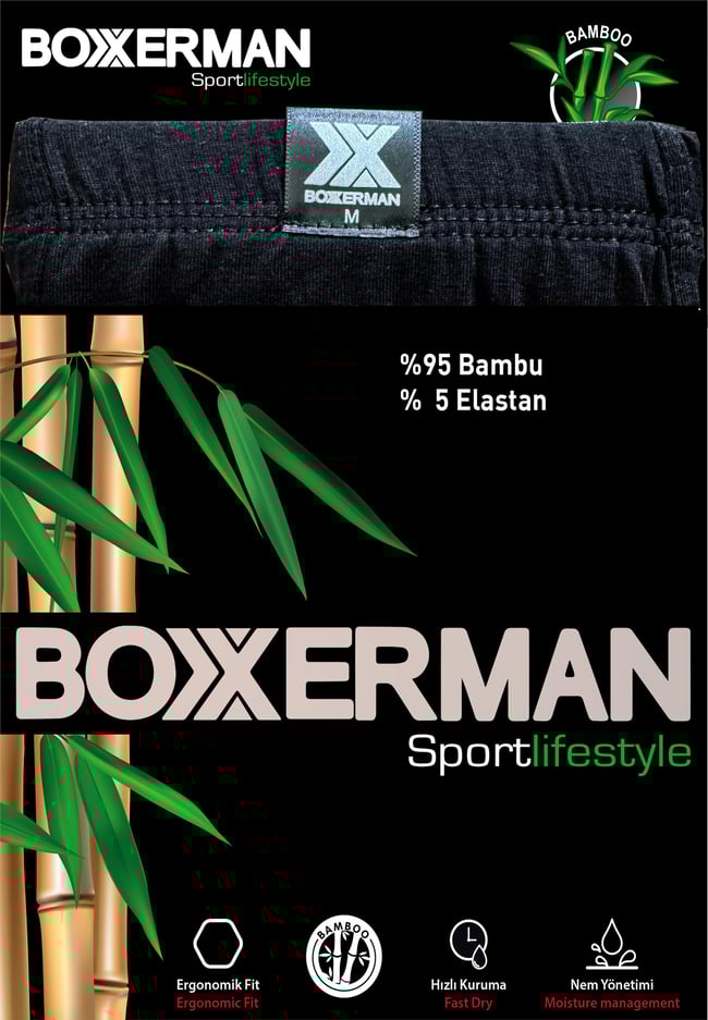 Boxxerman 585023-002 Siyah Erkek Bambu Boxer