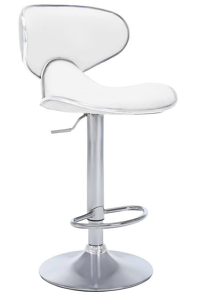 Bürocci Zen Bar Taburesi - Beyaz Modern Deri Metal Ayaklı Yüksek Tezgah Sandalyesi - 9549S0486