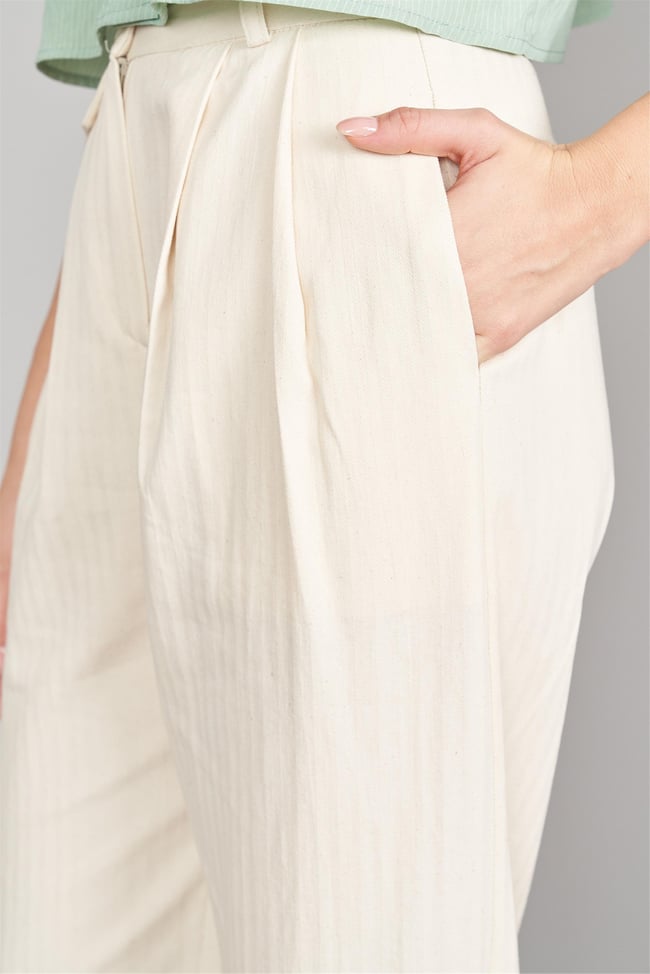 C.K Z-36127 Fithit Byn Balıksırtı Keten Pantolon Natural