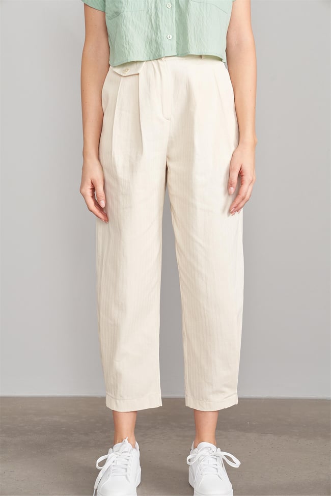 C.K Z-36127 Fithit Byn Balıksırtı Keten Pantolon Natural