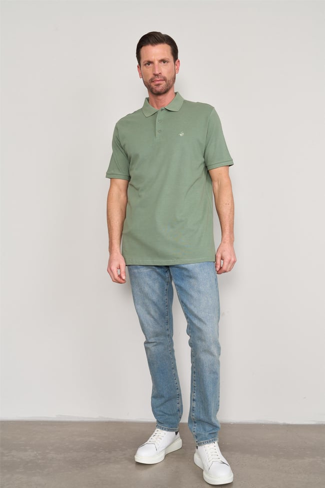 Chester Polo 2742-L Erkek Polo Yaka Pike T-Shirt Haki %100 Pamuk
