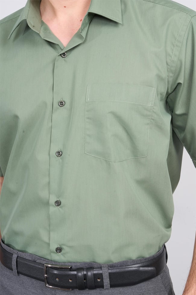 Çetinkaya 310D Erkek Kısa Kol Terry Cotton Gömlek 1-3 Haki