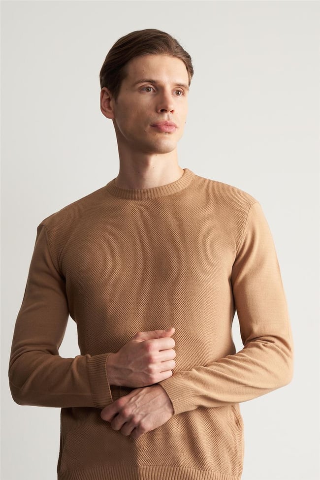 Çetinkaya Chester Polo 3324 Bisiklet Yaka Regular Camel Triko