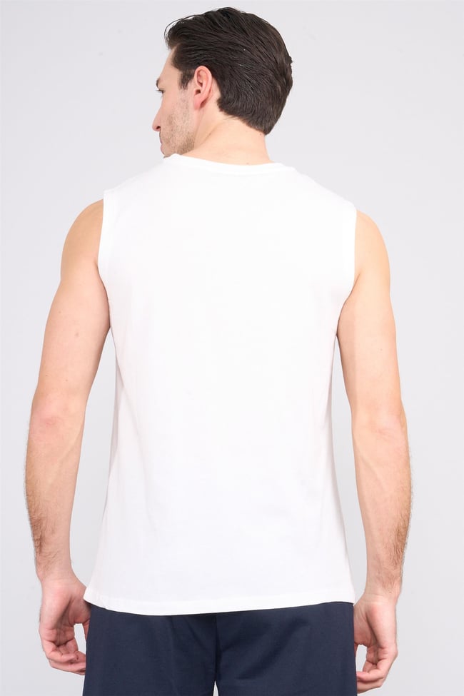 Çetinkaya Chester Polo 3831 Bisiklet Yaka 30/1 Penye Regular Baskılı Atlet Krem