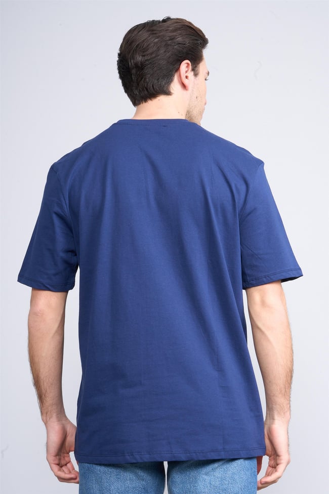 Çetinkaya Chester Polo 3838 Bisiklet Yaka 30/1 Penye Regular Baskılı T-shirt Açık Lacivert