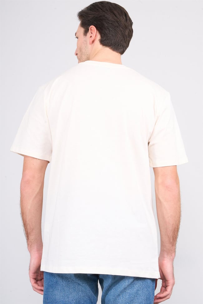 Çetinkaya Chester Polo 3865 Erkek Bisiklet Yaka 30/1 Penye Baskılı Regular T-shirt Krem