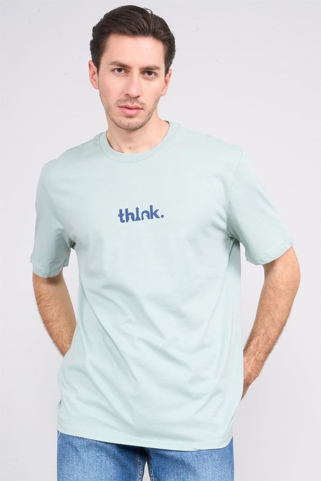 Çetinkaya Chester Polo 3900 Erkek Bisiklet Yaka Pamuk Baskılı Comfort T-shirt Koyu Çağla