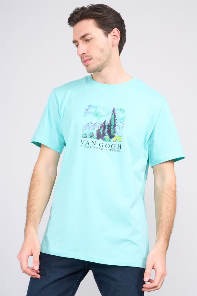 Çetinkaya Chester Polo 4205 Unisex Bisiklet Yaka Pamuk Lisans T-shirt Su Yeşili