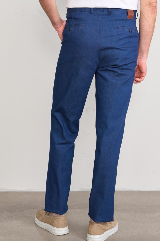 Çetinkaya Chester Polo 9352 Geniş Paça Regular Tencel Mavi Pantolon