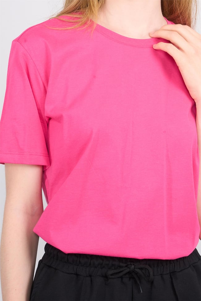 Çetinkaya Fithit 3264 Bayan Bisiklet Yaka Basic T-shirt Fuşya