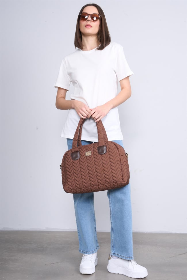 Çetinkaya Fithit 3264 Bayan Bisiklet Yaka Basic T-shirt Krem