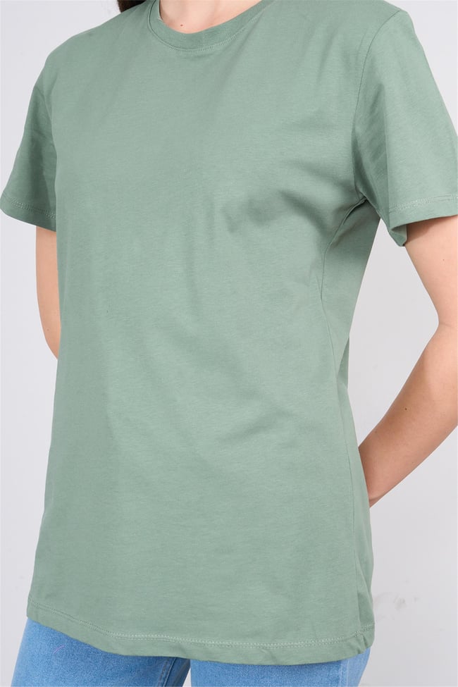 Çetinkaya Fithit 3264 Bayan Bisiklet Yaka Basic T-shirt Haki