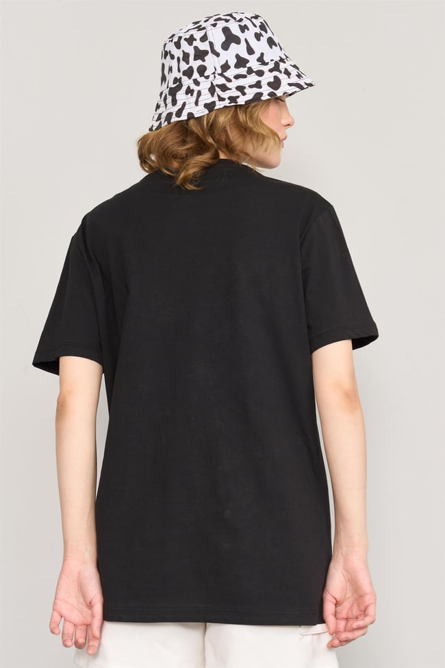 Çetinkaya Fithit 3264 Bayan Bisiklet Yaka Basic T-shirt Siyah