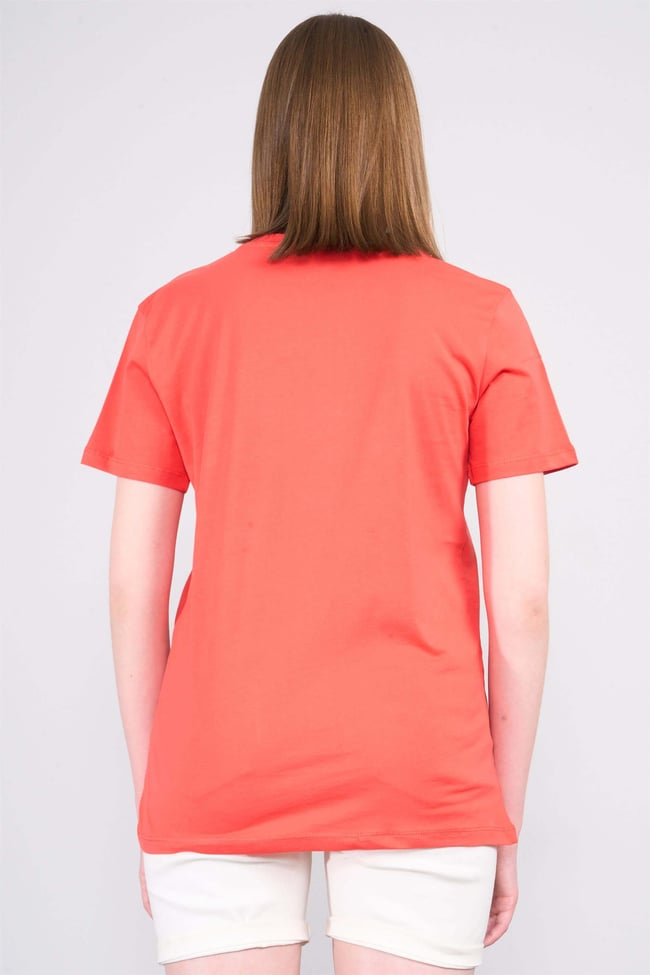 Çetinkaya Fithit 3264 Bayan Bisiklet Yaka Basic T-shirt Nar Çiçeği