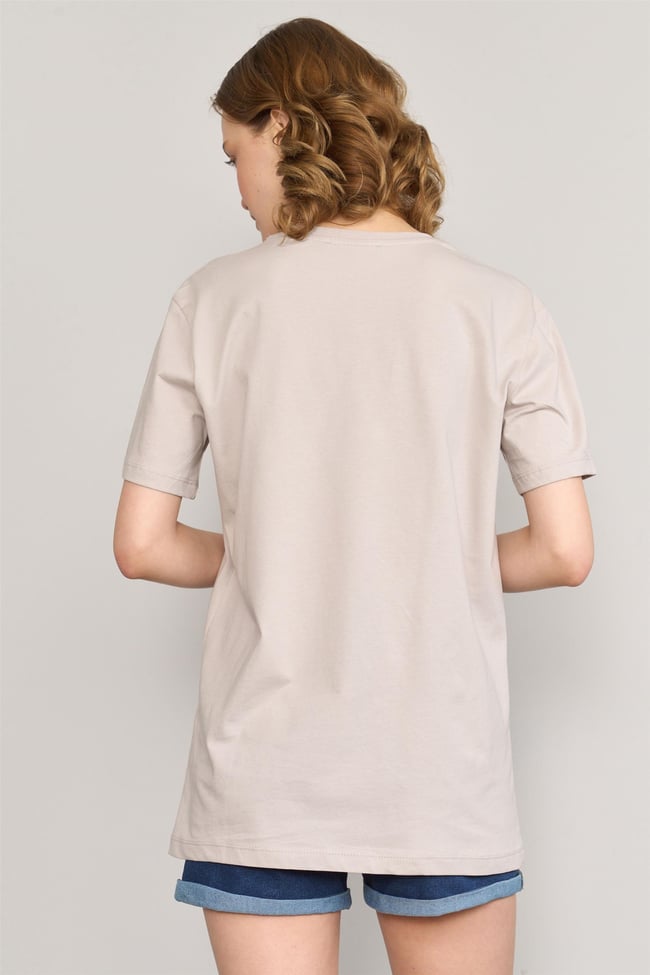 Çetinkaya Fithit 3264 Bayan Bisiklet Yaka Basic T-shirt Vizon