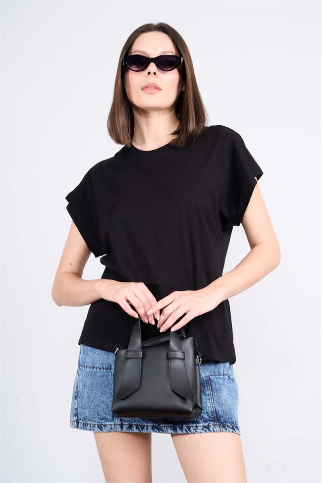 Çetinkaya Fithit 8210 Bayan Bisiklet Yaka 16/1 Penye Süprem T-shirt Siyah