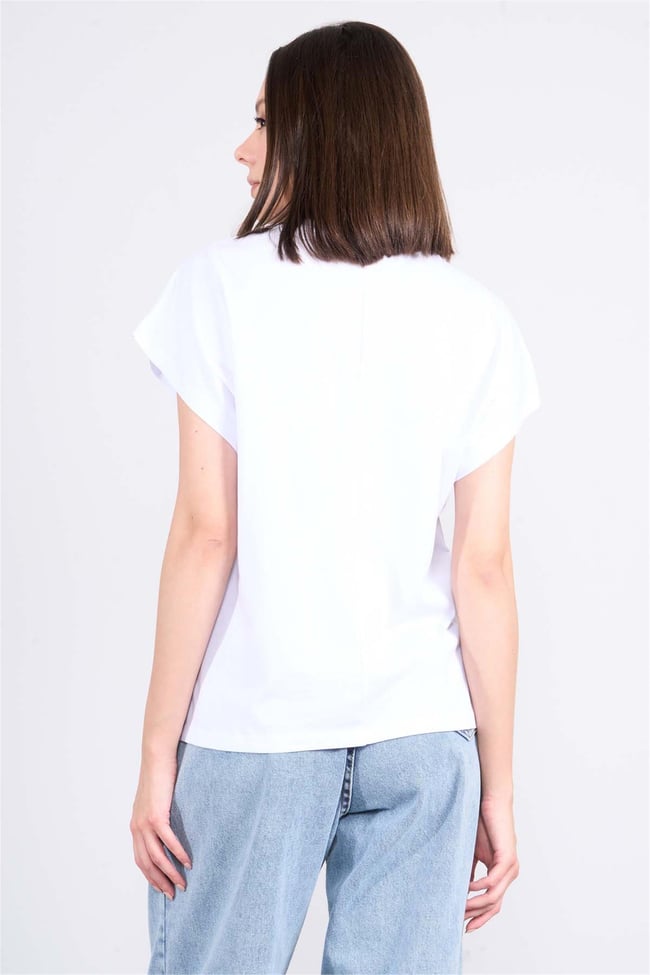 Çetinkaya Fithit 8210 Bayan Bisiklet Yaka 16/1 Penye Süprem T-shirt Beyaz