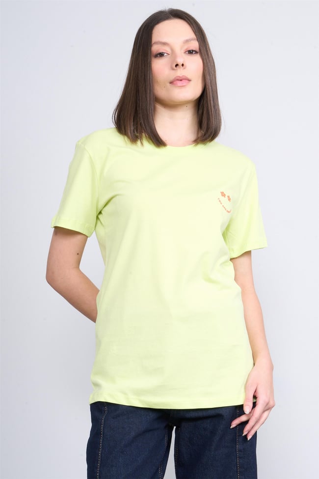 Çetinkaya Fithit 8325 Bayan Bisiklet Yaka 30/1 Penye Süprem Regular T-shirt Açık Yeşil