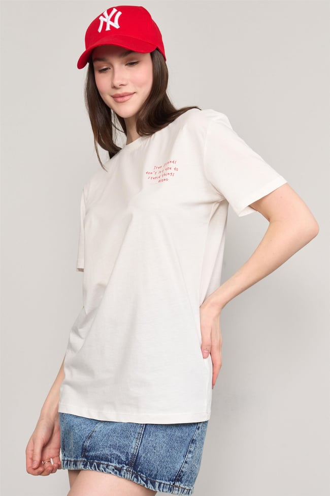 Çetinkaya Fithit 8380 Bayan Bisiklet Yaka 30/1 Penye Regular T-shirt Krem